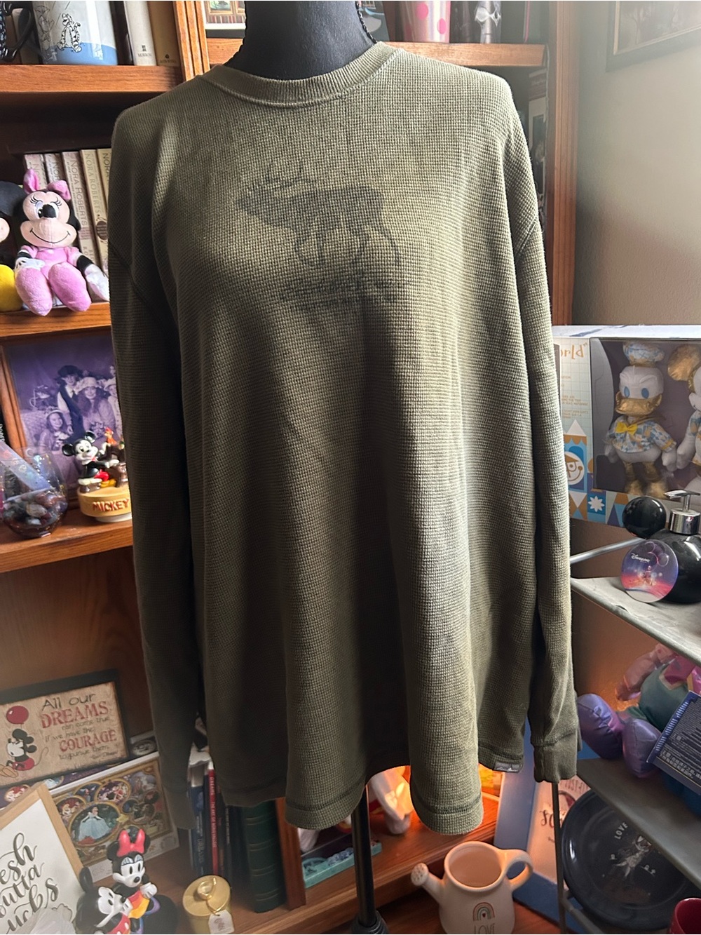 Eddie Bauer Olive Green Crewneck Thermal Sweatshirt